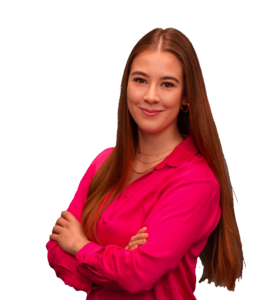 Frau mit braunen Haare und in pinker Bluse